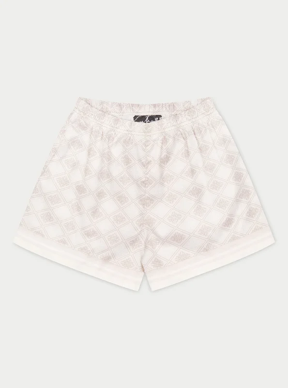 women's chiffon shortsEMBLEM PRINT SHORTS - BEIGE