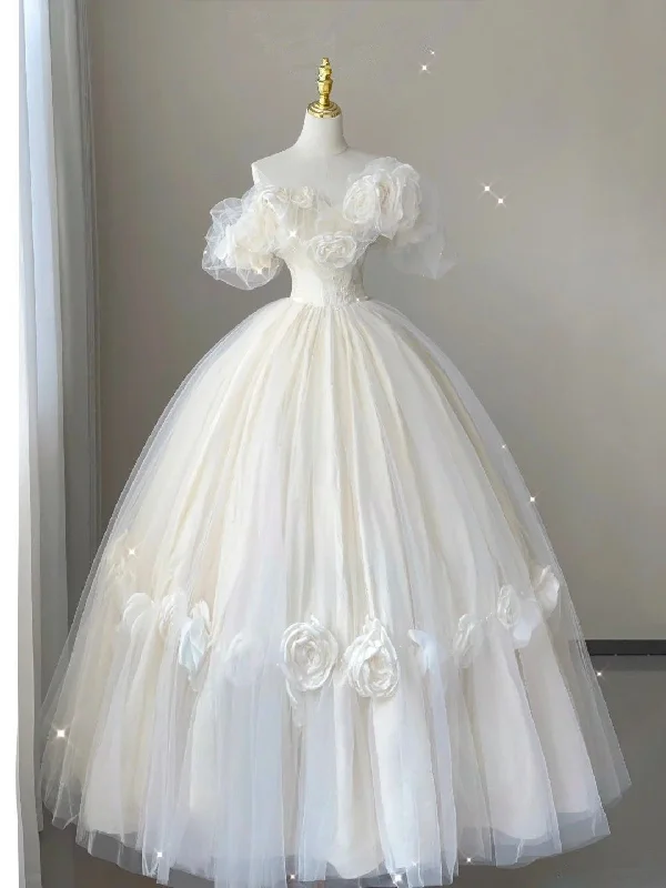 women's high-end dressesLovely Off Shoulder A-Line Tulle Wedding Dress Quinceanera Dress, MD7995