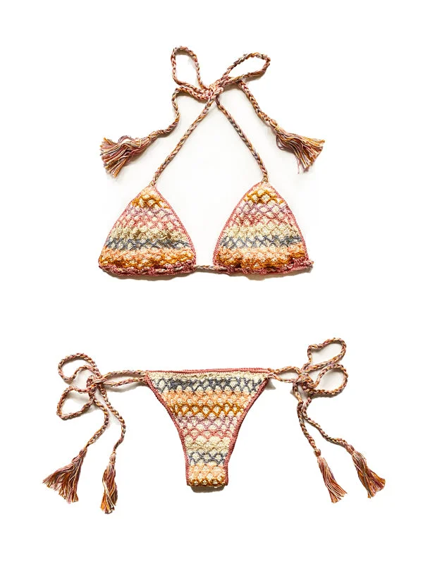 Glamorous Female SwimwearCrochet Dusk Rainbow Mesh Bikini Bottom