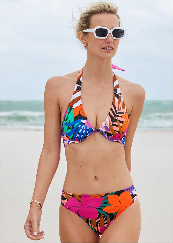 Vibrant Sports Swimwear FemaleBelize Underwire Halter Top - Tropical Floral Small