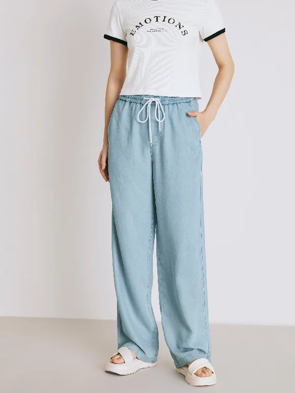 women's relaxed-fit shortsTencel Denim Wide Leg Pants