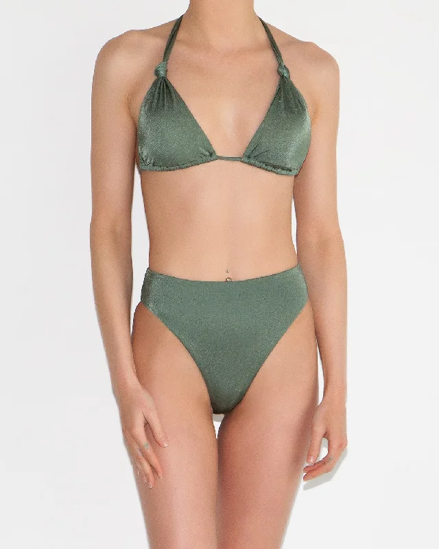 Ruffled Female SwimwearIsabella Top in Army Green