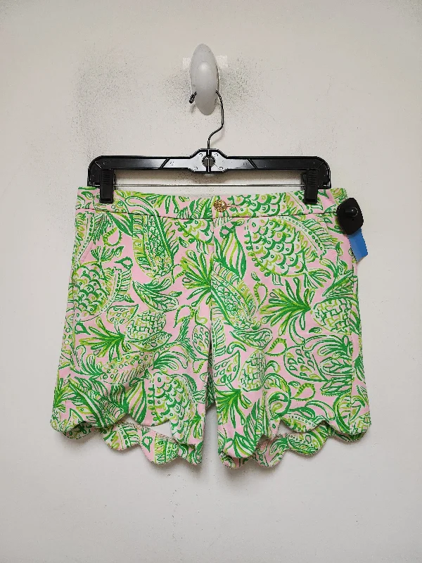 women's chino shortsShorts Designer By Lilly Pulitzer In Green & Pink, Size: 2