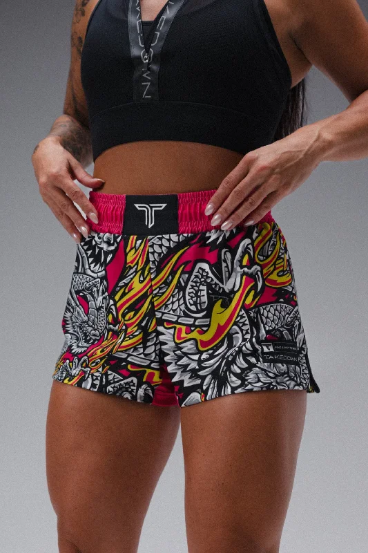 women's low-rise shortsIron Dragon Women's Fight Shorts (3" Inseam) - Magenta