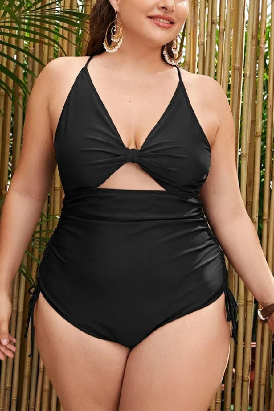 Supportive Bikini Bottoms FemalePlus Size Black Ruching Cirss Cross One Piece Swimsuit