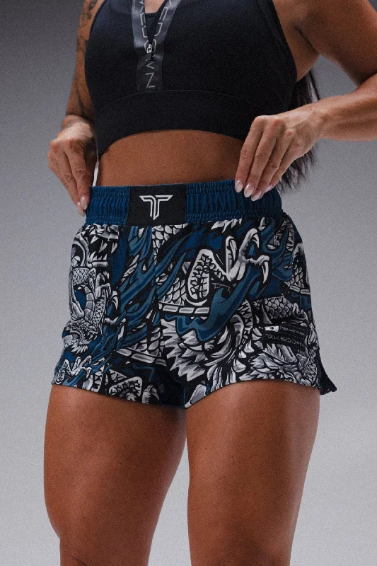 women's below-the-knee shortsIron Dragon Women's Fight Shorts (3" Inseam) - Blue