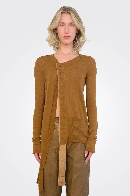 women's tops for glamorous eveningsAsymmetrical Cardigan - Bark