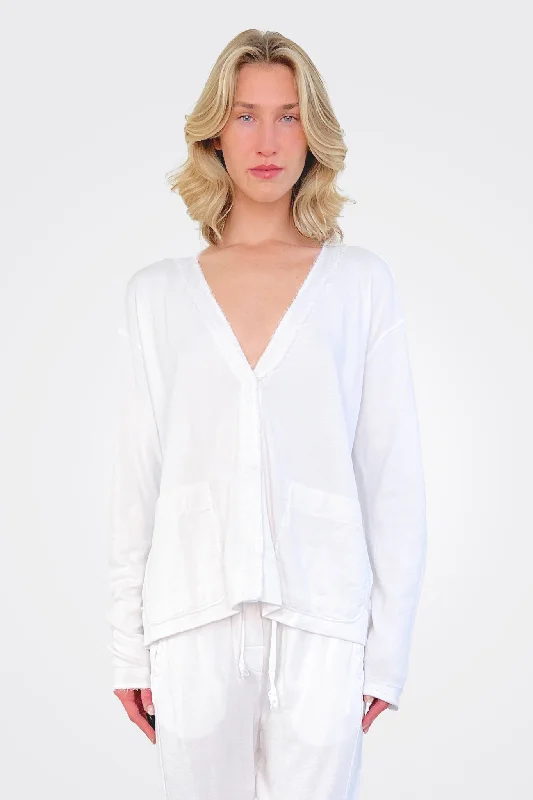 women's tops for glamorous eveningsLight Sweat Cardigan - White