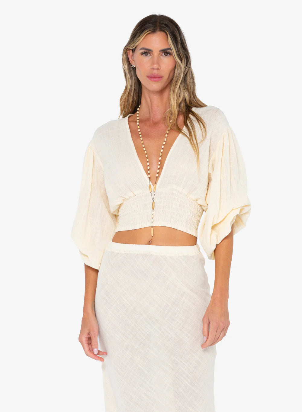 women's tops with ruffled hemsNava Top - Vanilla