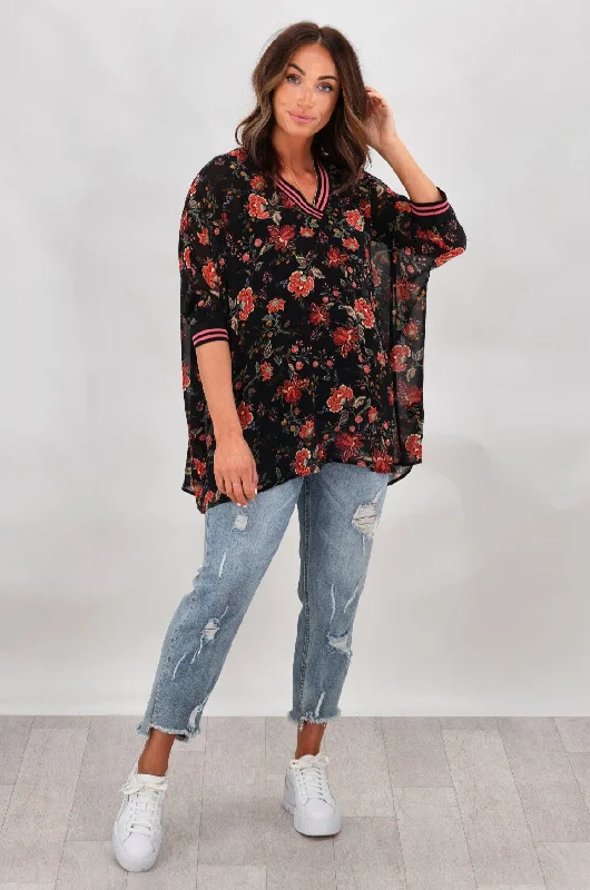 women's tops for boho-chic stylesShine On Label Tylee Top Top Black Floral