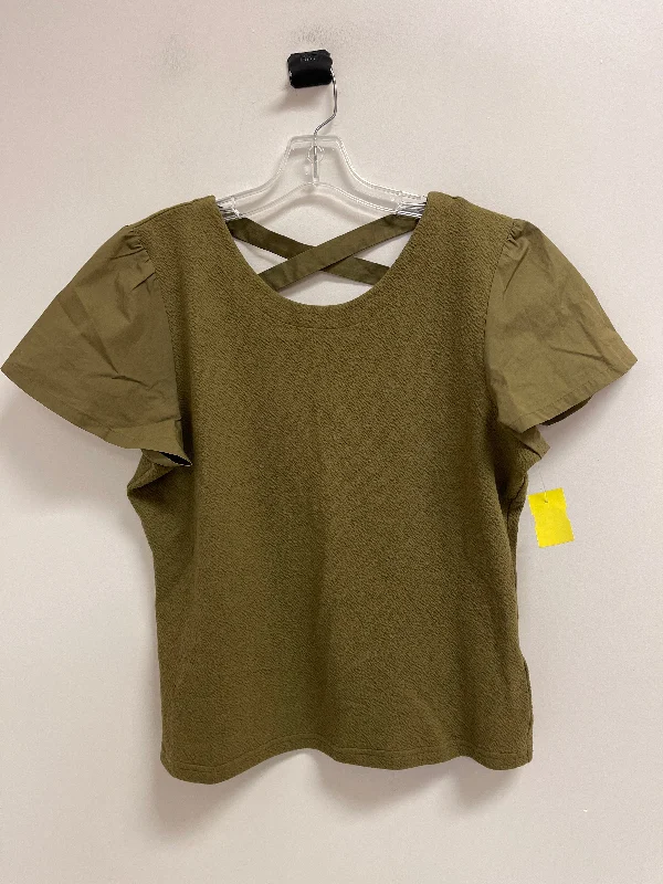 women's tops with sheer overlaysTop Short Sleeve By Anthropologie In Green, Size: Xl