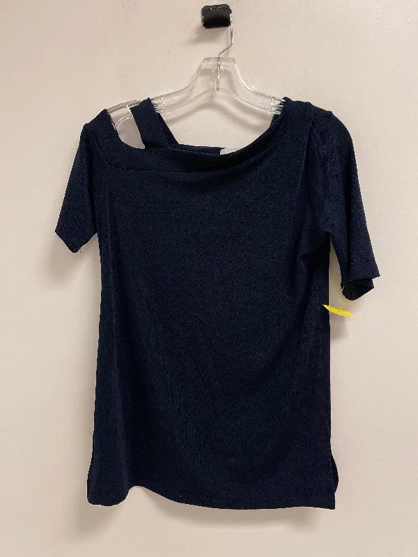 women's tops with built-in brasTop Short Sleeve By Chicos In Navy, Size: S