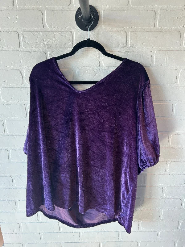 women's tops for those who appreciate subtle and muted tonesTop Short Sleeve By Liz Claiborne In Purple, Size: 3x