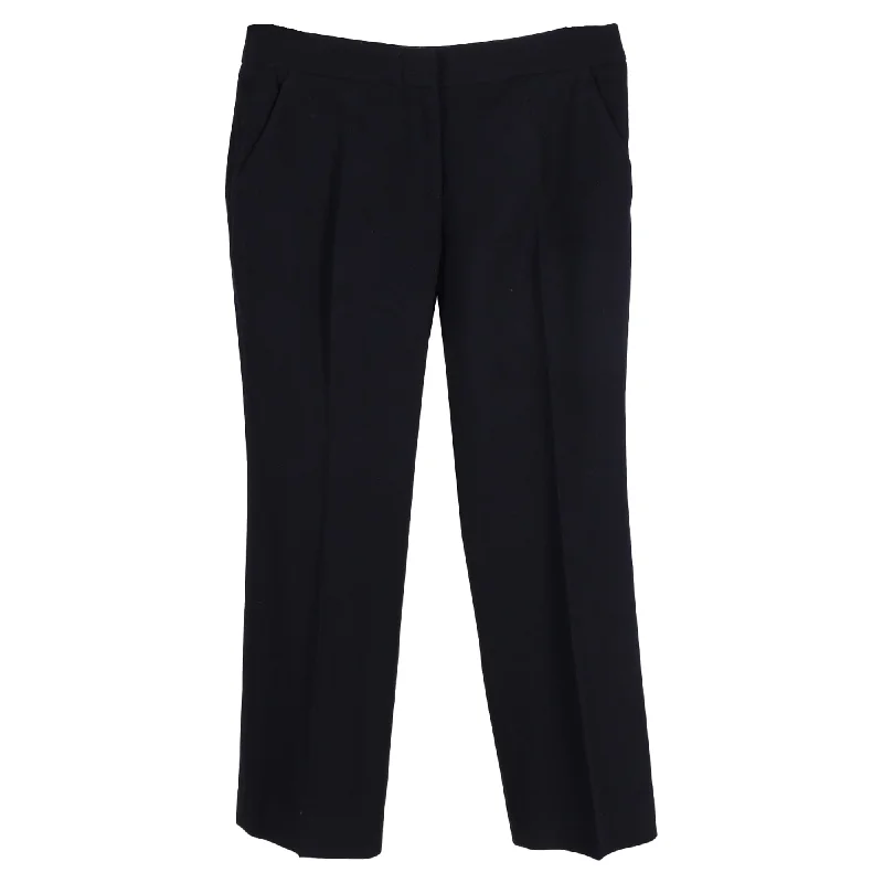 women's leather pantsAlexander McQueen Cropped Trousers in Black Wool