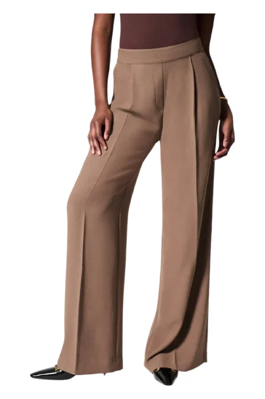 women's luxury pantsCrepe Pleated Trousers In Cedar