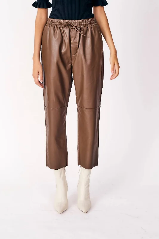 women's patched pantsFleetwood Faux Leather Pants In Camel