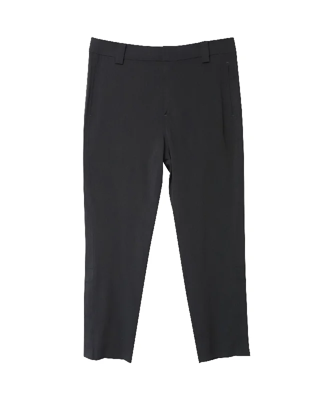 women's flare pantsGanni Regular Fit Cropped Trousers in Black Viscose