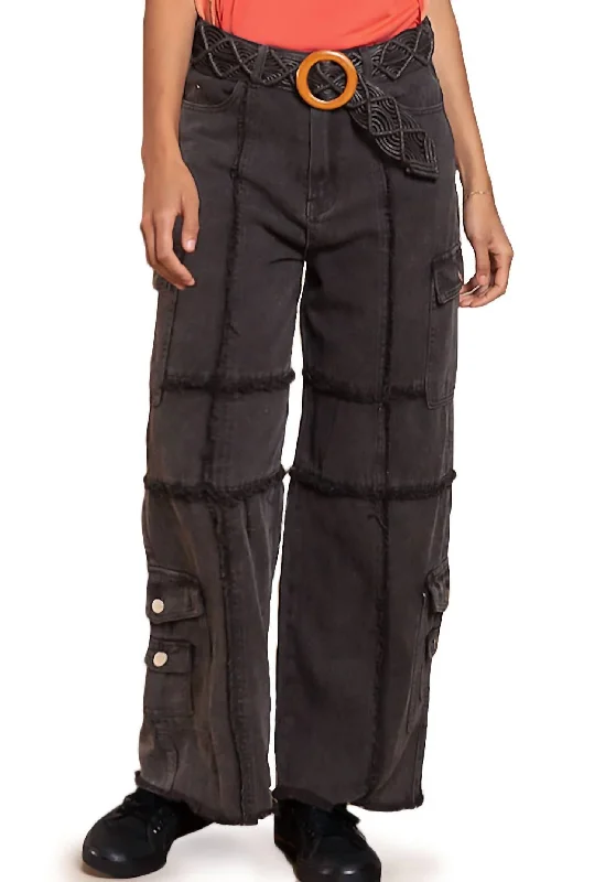 women's spandex pantsHarmony Wide Leg Cargo Pant In Black