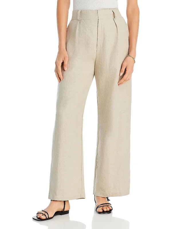 women's silk pantsIda Womens Linen Pleated Ankle Pants