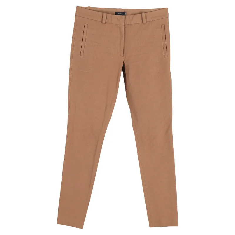 women's flare pantsJoseph Midrise Skinny Trousers in Brown Cotton