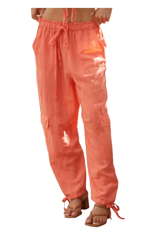 women's clubbing pantsNocelle Cargo Pants In Coral