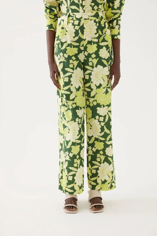 women's button-fly pantsReba Wide Leg Pants In Green