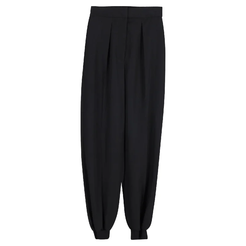 women's skinny pantsStella McCartney Pleated Tapered Trousers in Black Wool