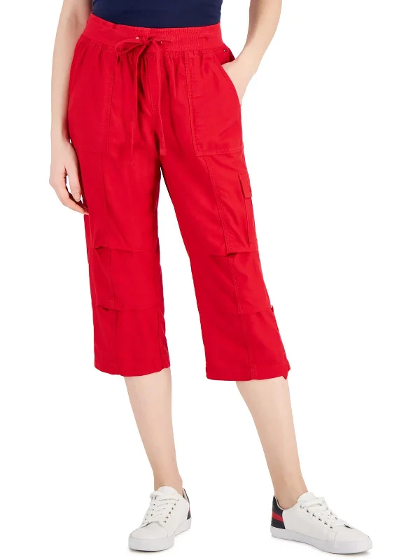 women's reversible pantsWomens Adjustable Pant Leg Drawstring Waist Cropped Pants