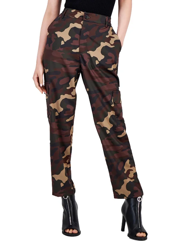 women's cotton pantsWomens Satin Mid Rise Cargo Pants