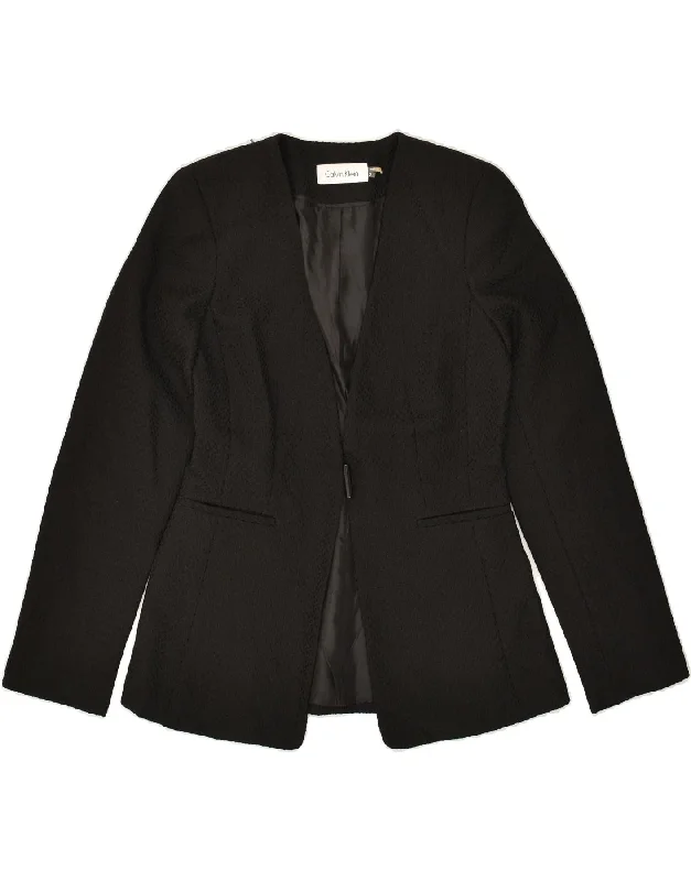 peacoats for womenCALVIN KLEIN Womens 1 Button Blazer Jacket UK 2 2XS Black Polyester