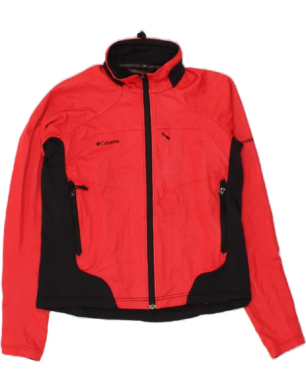 women's coats for cold weatherCOLUMBIA Womens Titanium Windbreaker Jacket UK 12 Medium Red Colourblock