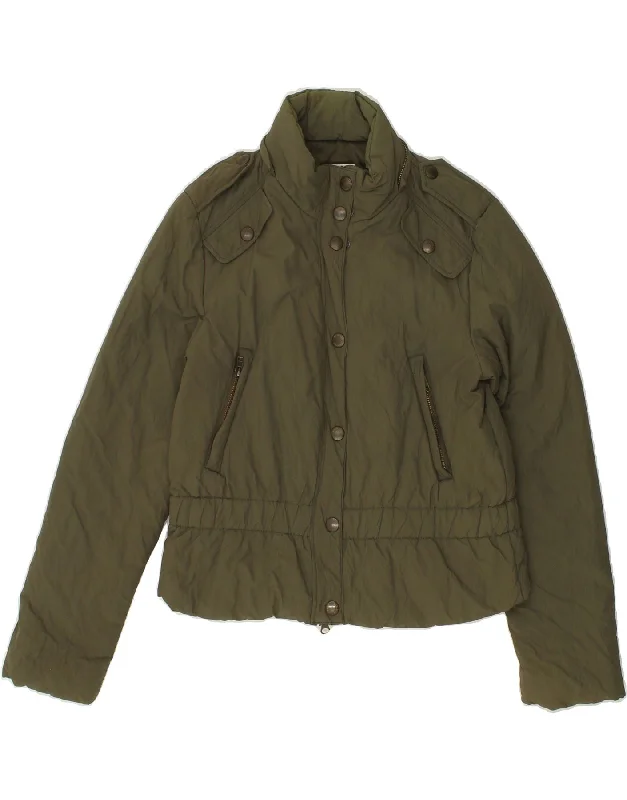 women's coats for hourglass figuresMOSCHINO Womens Military Jacket UK 10 Small Khaki Polyamide