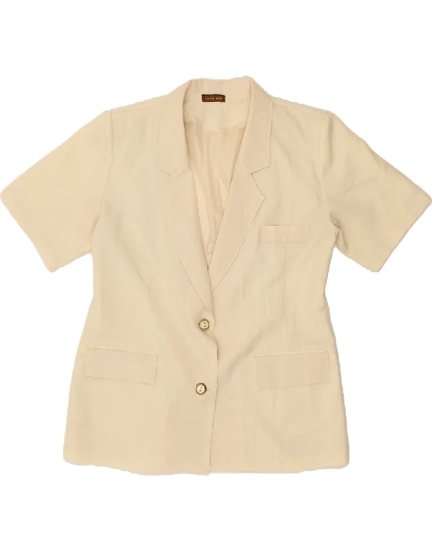 women's coats for layeringNAZARENO GABRIELLI Womens Short Sleeve Blazer Jacket UK 14 Large Beige