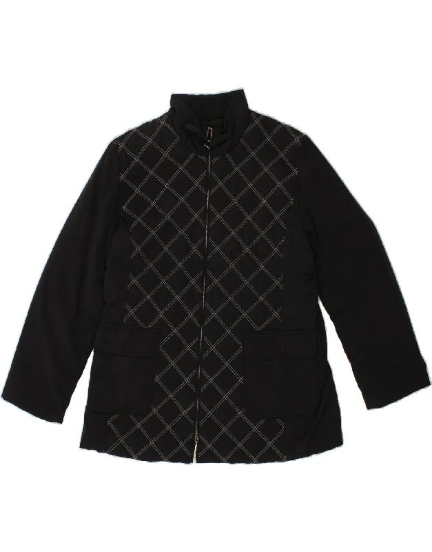 women's down coatsPERTE BY KRIZIA Womens Bomber Jacket UK 18 XL Black Argyle/Diamond