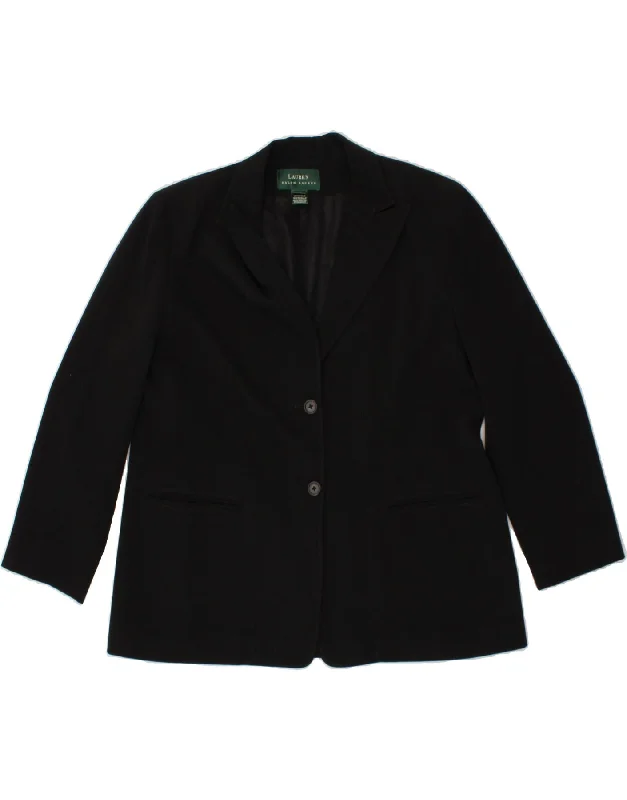 women's coats for those who prefer classic over trendyRALPH LAUREN Womens 2 Button Blazer Jacket US 14 XL Black Polyester