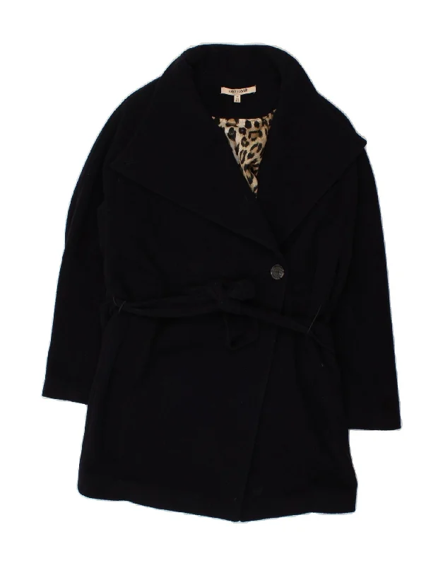 women's coats for those who love to experiment with fashionROBERTO CAVALLI Womens Overcoat IT 40 Small Navy Blue Wool