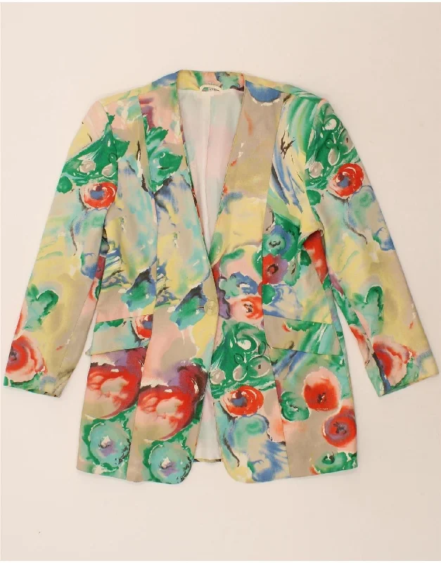 women's coats for black-tie affairsVINTAGE Womens 1 Button Blazer Jacket UK 14 Large Multicoloured Floral