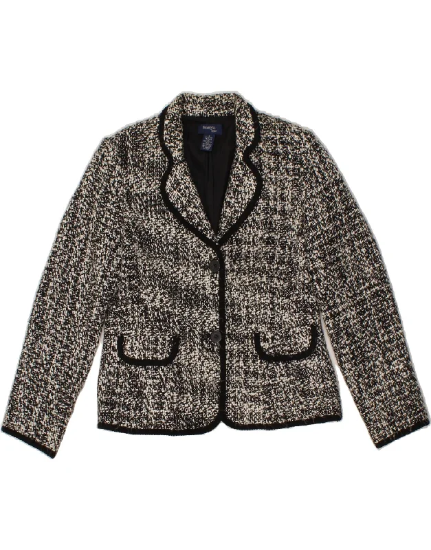 women's coats with beadwork accentsVINTAGE Womens 2 Button Blazer Jacket UK 8 Small  Black Acrylic