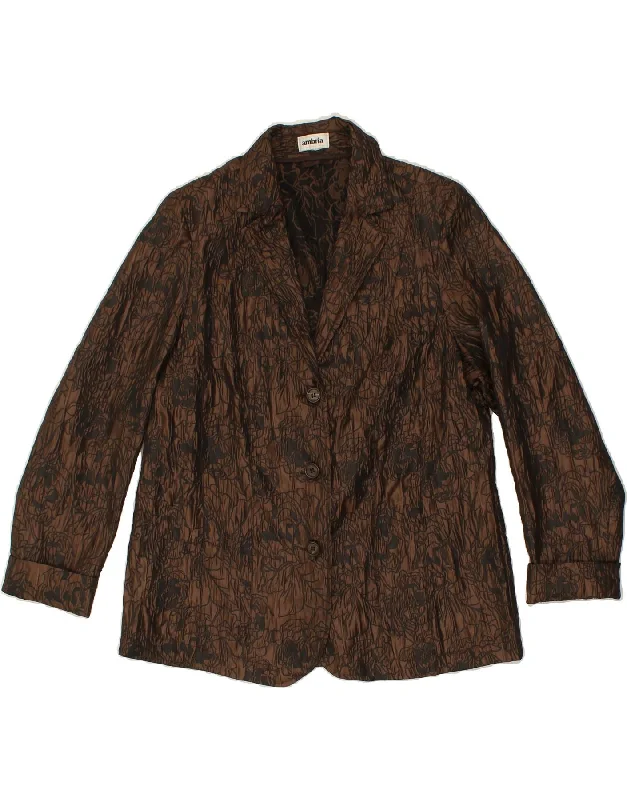 women's coats made in ethical factoriesVINTAGE Womens 3 Button Blazer Jacket UK 14 Large Brown Floral Polyester