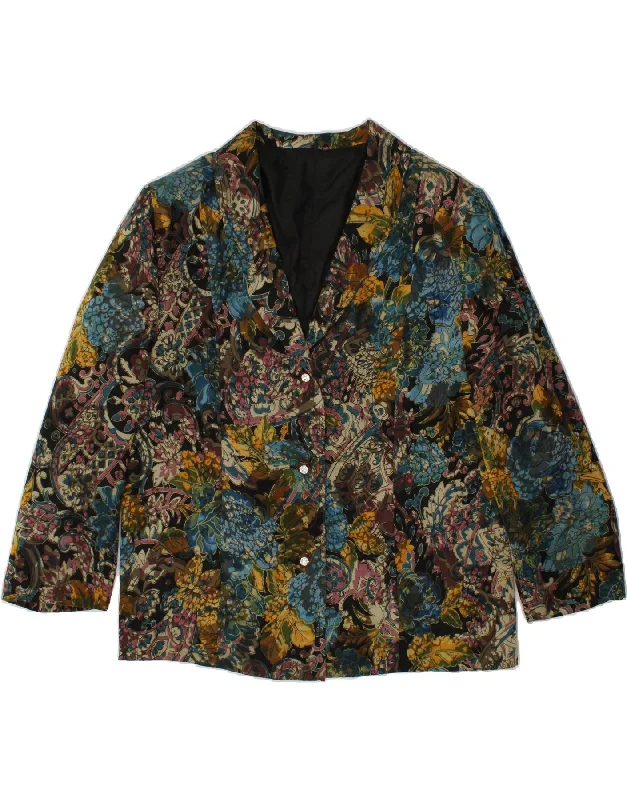 women's coats for cozy nights inVINTAGE Womens 3 Button Blazer Jacket UK 16 Large Multicoloured Floral