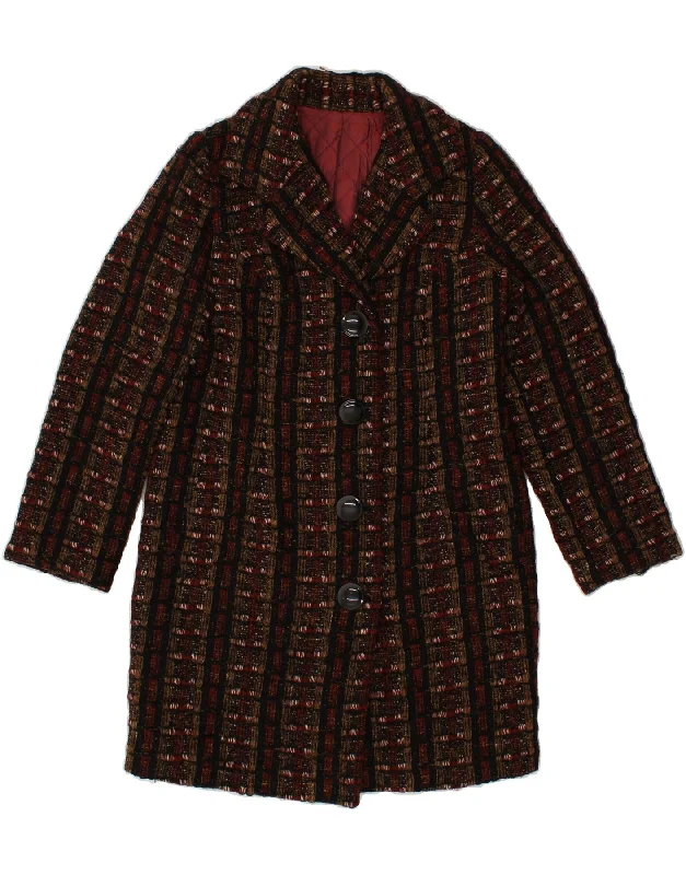 women's coats with belted waistsVINTAGE Womens Overcoat UK 14 Medium Brown Check