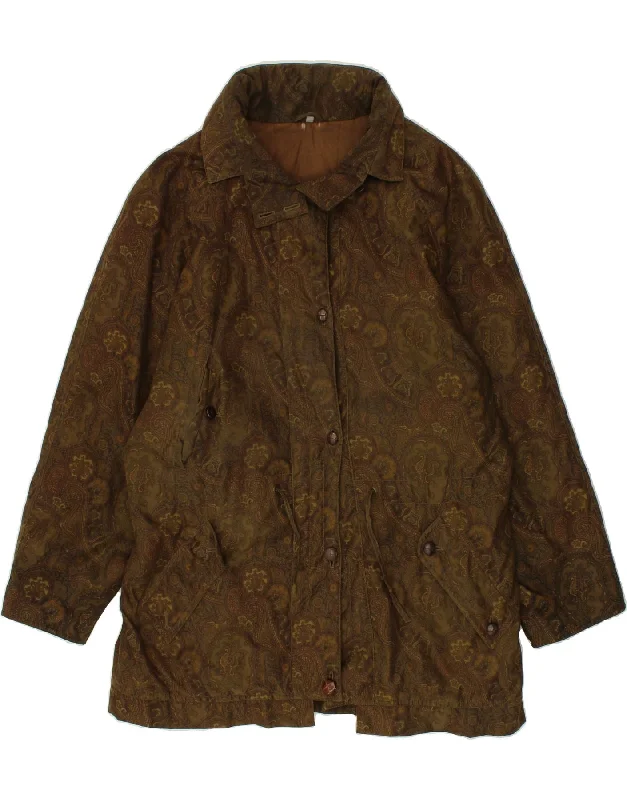 women's coats for black-tie affairsVINTAGE Womens Windbreaker Jacket UK 18 XL Khaki Floral