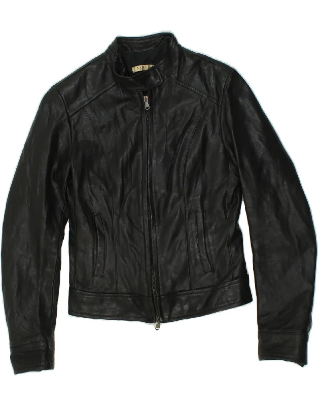 sustainable women's coatsXETRA Womens Leather Jacket IT 44 Medium  Black Leather