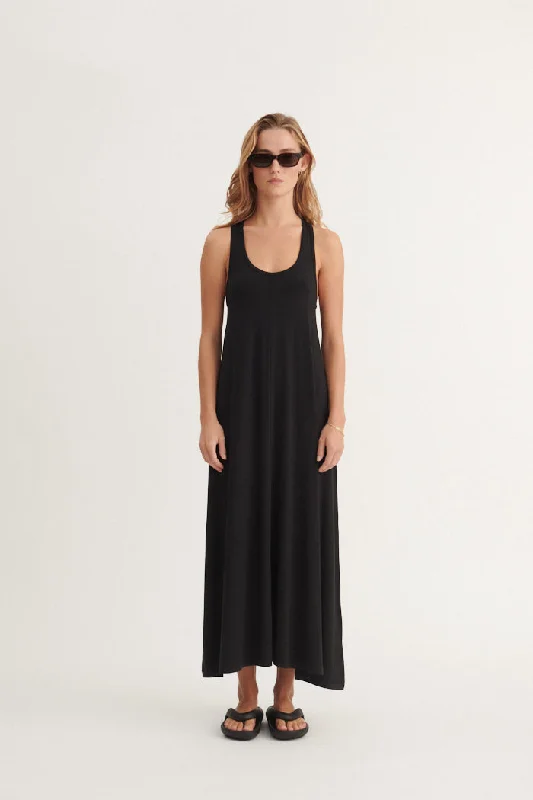 Flutter-Sleeve DressJo Long Tank Dress - Black