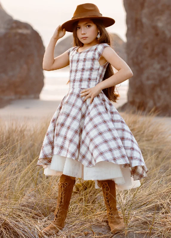 Polka-Dot DressLezah Dress in Cream Plaid