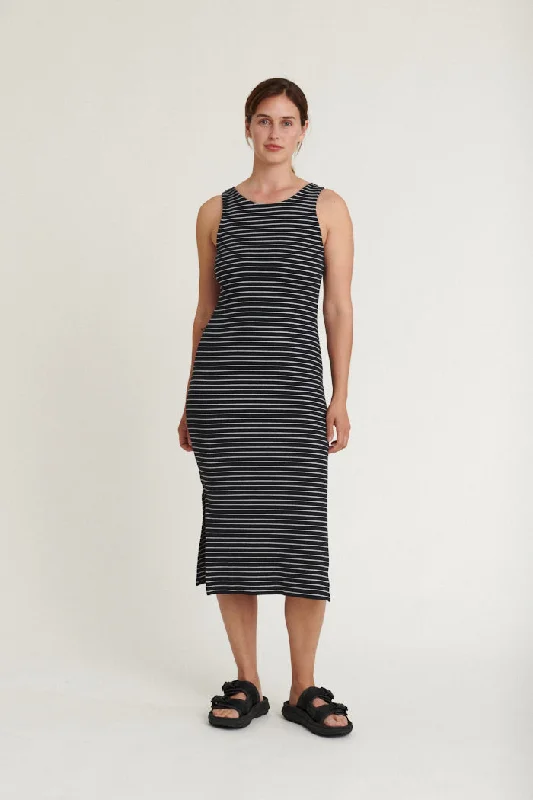 women's fair-trade dressesLudmilla Openback Dress - Black / bright white