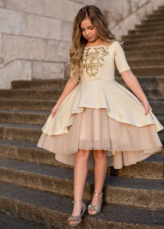 women's ruffle dressesRoselyn Petticoat Dress in Gold