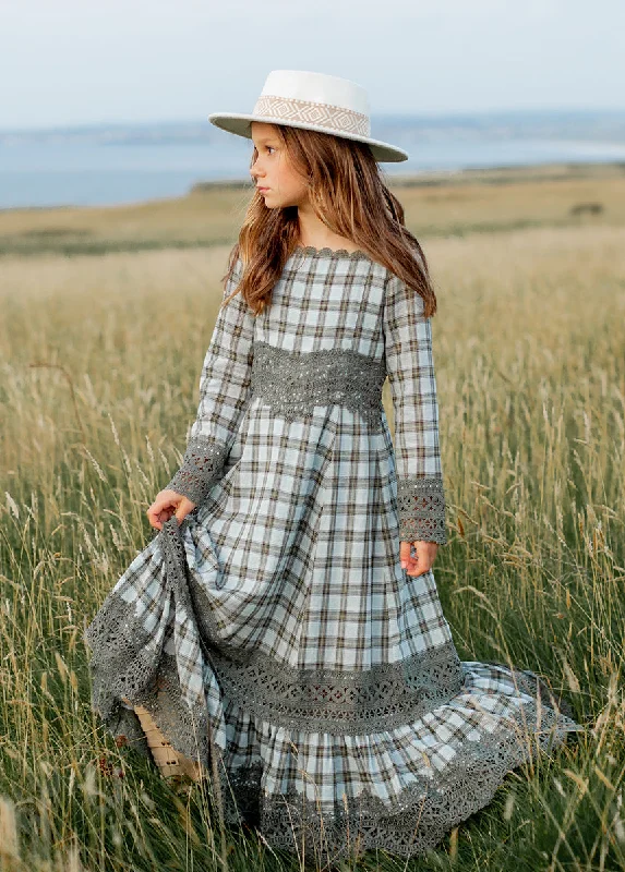 Leather DressRosi Dress in Smoke Blue Plaid