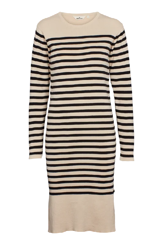 Zip-Up DressSailor Stripe Knit Dress - Birch/Black