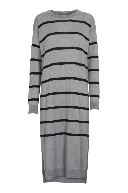 Metallic DressVera Long Dress - Light Grey Melange / Black